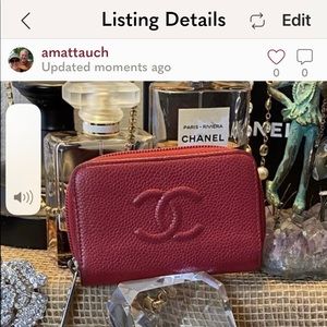 CHANEL CC Coin and Cardholder Red Caviar